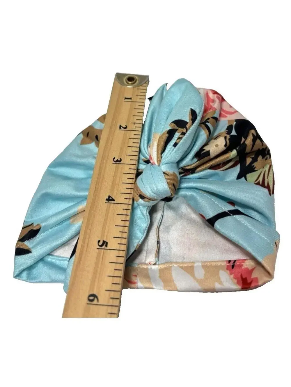 Newborn Baby Head Wrap Hat Blue Floral Print 0-3 Months Soft Comfortable Materia